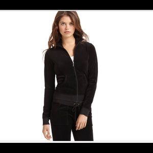 Juicy Couture S black velour jacket with hood